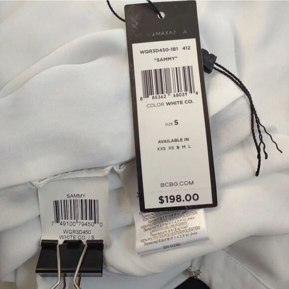 BCBG MAXAZRIA Flowy Chiffon Midi Skirt Sammy Ivory and Black size Small - Picture 4 of 16